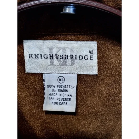 Knightsbridge Button Up Shirt XL Brown Faux Suede Streetwear Workwear Gorpcore - Picture 2 of 7